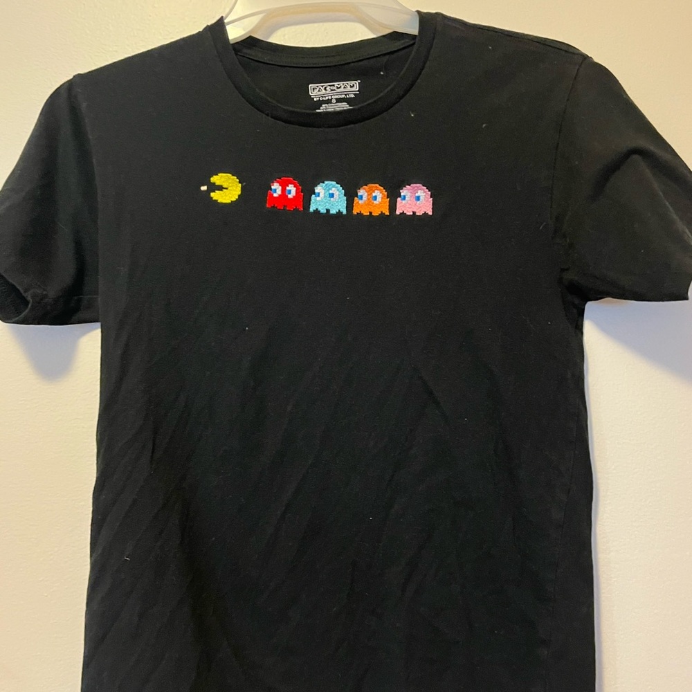 Black T-Shirt with Pac-Man Design
